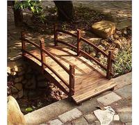 Gruytoie Wooden Garden Bridge Kit, 4.6 ft Outdoors Clearance Arched Footbridge for Backyard/Small Creeks/Fish Pound, with Safety Rails, Outside Walkway Pavers