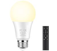 GRV 9W AC100-240V A60 Smart Light Bulbs with a 2.4GHz Remote Control,Color Changing Led Bulbs,Stepless Dimmable 3000K-6500K,80W Incandescent Lamp Equivalent,830LM CRI>80,E27 Base,1 Bulb & Remote