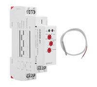 GRW8-01 DIN Rail Temperature Control Relay with LED Indicator, 16A SPST 24V-240V AC DC High Low Temp Monitor Sensor Probe for Industrial Use