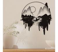 GrWisdAT Black Metal Mountain Wall Art Minimalist Forest Silhouette Art Rustic Natural Hunting Home Wall Decor Sign Ornaments Gift for Living Room Garden Bedroom Balcony Patio