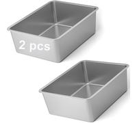GRWO Stainless Steel Cat Litter Box, Kitty Litter Box for Cats up to 11LB, Non-Sticky Metal Litter Pan, Indoor Cat Litter Tray with High Sides, Leak-Proof, Easy Cleaning (2 pcs)
