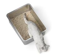 GRWO Stainless Steel Cat Litter Box, Litter Box, Indoor Litter Tray, Metal Cat Litter Pan for Cat Within 11LB, Non Stick, Easy to Clean, 17.6x13.6x6 Inch, 2.54lb