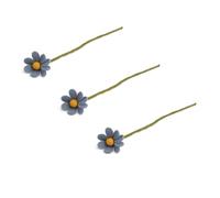 Gry & SIF Artificial Daisy, Felt Anemone, Easter Decoration for Entryway, Office Decoration, Spring Decoration, Handmade, Fairtrade, 3 x Blue Daisies, 30 cm
