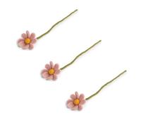 Gry & SIF Artificial Flower, Artificial Anemone, Felt Daisy, Easter Decoration, Spring Decoration for the Entrance Area, Handmade, Fairtrade, 3 x Daisies, Old Pink, 30 cm