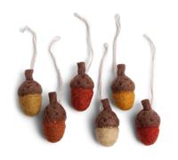 Gry & SIF Autumn Pendant Decorative Felt Acorns Handmade Scandinavian Autumn Decoration, Set of 6 Red Acorns