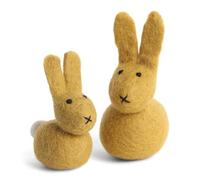 Gry & SIF Easter Bunny Pendant Made of Felt, Handmade, Fair Trade, Sustainable and Natural Easter Decoration Made of 100% Virgin Wool, Rabbit Duo, Yellow