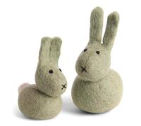 Gry & SIF Easter Bunny Pendant Made of Felt, Handmade, Fair Trade, Sustainable and Natural Easter Decoration Made of 100% Virgin Wool, Rabbit Duo, Green