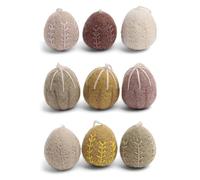 Gry & Sif Embroidered Easter Pendants, Easter, Felt Eggs, Easter Decoration Made of Felt, Handmade, Fairtrade, Scandi, Embroidered Easter Eggs in Earth Tones, 4 cm, Set of 9