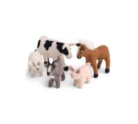 Gry & SIF Felt Animal Figures, Felt Animals, Decorative Figures for Standing, Nursery Decoration for Hanging, Children's Birthday Gift, Handmade, Fair Trade, Farm Animals, Set of 5