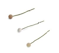 Gry & Sif Handmade & Fairtrade Certified Stylish Design X Artisans from Nepal Artificial Felt Dot Flowers Artificial Flowers for Living Room Decoration Beige Set of 3