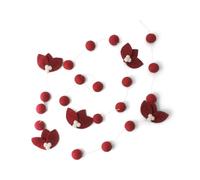 Gry & Sif Handmade Felt Christmas Garland - 2m - Red Felt Balls, Leaves with White Berries - Wall, Tree or Door Decoration
