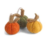 Gry & SIF Handmade Felt Pumpkin Pendants, Scandinavian Autumn Decoration, Set of 3