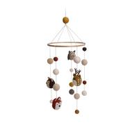 Gry & Sif Handmade Mobile Baby with Felt Balls and Animals, Wind Chime for Baby Cot, Playpen or Changing Table, First Equipment Newborn, Fair Trade, Forest Animals