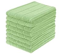 gryeer Microfibre Tea Towels, Super Absorbent, Extra Large and Thick Kitchen Towels, Stripe Designed, 50 x 70 cm, Pack of 8, Green