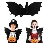 Gryphix Bat Wings Black Satin Fabric Halloween Cosplay Accessories | 48x20cm,adjustable shoulder straps,devil vampire cape props,toddler dress up,spooky party decor,1pcs