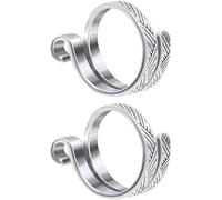 Gryshanyun 2Pcs Silver Crochet Finger Loop for Knitting, Adjustable Crochet Tension Ring, Classic Open Yarn Guide Finger Thimble Rings for Knitting and Crochet