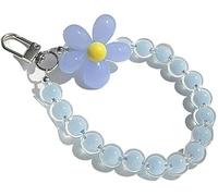 Gryshanyun Adjustable Beaded Flower Phone Lanyard, Anti-Loss Wrist Strap with Secure Lock, Stretchy Design for Travel and Daily Use (Blue)