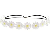 Gryshanyun White Daisy and Sunflower Boho Headband, Floral Crown Hair Wreath for Spring Weddings, Festivals, Travel and Bohemian Parties