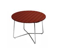 Grythyttan Stålmöbler 9A dining table Dark red lacquered oak-hot-dip galvanised frame Ø100 cm