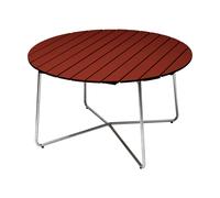 Grythyttan Stålmöbler 9A dining table Dark red lacquered oak-hot-dip galvanised frame Ø120 cm