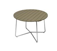 Grythyttan Stålmöbler 9A dining table Light green oak-hot-dip galvanized stand Ø100 cm