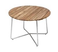 Grythyttan Stålmöbler 9A dining table Teak-dip galvanized stand Ø100 cm