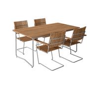 Grythyttan Stålmöbler Bovik table + 4 chairs, teak-hot-dip galvanized frame