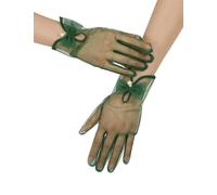 GRYUIRY Ladies Bowknot Tulle Gloves Beaded Short Mesh Tea Party Wedding Bridal Prom Formal Accessories, dark green, One size