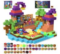 Gryxpox 200PCS Magnetic Blocks - Magnetic School Castle Set with Light Up Blocks - Kids Classroom Sensory Toy for Toddlers STEM, Construction Stacking Toy Kids 3+ Boys Girls Christmas Birthday Gifts