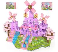 Gryxpox Magnetic Blocks, 150pcs Magnetic Building Blocks, Magnet Tiles with Ice Castle World Blocks Set Toy,Build Mine Magnet World Toy,STEM Sensory Toys for Ages3+ Toddlers Kids (PinkCastle)