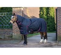 GS Equestrian 100g Detachable Neck Turnout Rug - 600 Denier Waterproof Horse Rug with Lightweight Fill, Breathable Design & Leg Straps (Black/Plum, 6'6)