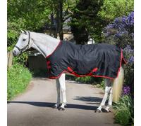 GS Equestrian 600D 0g Fill Waterproof Turnout Rug GSE425 (7'0, Black/Red Trim)