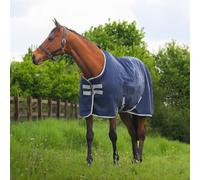 GS Equestrian 600D 0g Fill Waterproof Turnout Rug GSE425 (7'0, Navy/Grey Trim)