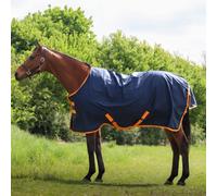 GS Equestrian 600D 0g Fill Waterproof Turnout Rug GSE425 (7'0, Navy/Orange Trim)