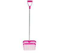 GS Equestrian Shavings Fork, Lightweight Aluminium Stem, Hard-Plastic Head, Ergonomic D-Grip Handle (Hot Pink)