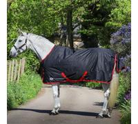 GS Equestrian Standard Neck 200g Turnout Rug. Waterproof and Durable Horse Turnout Rug. (6'9, Black/Red)