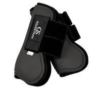 GS Equestrian Tendon Boots - Open Front Horse Boots with Shock Absorption & Secure Touch Fastenings - Protective Leg Boots for Schooling (Black, L)