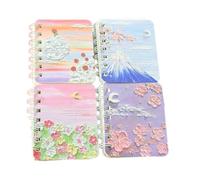 GS Forever 4PCS cute unicorn Capybara Notebook Wirebound Small Mini Pocket Journal Diary for Girls Boys Kids Gift Spiral bound A7 Lined Notebook Writing Drawing Notepad (Flowers)
