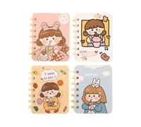 GS Forever 4PCS cute unicorn Capybara Notebook Wirebound Small Mini Pocket Journal Diary for Girls Boys Kids Gift Spiral bound A7 Lined Notebook Writing Drawing Notepad (Girls)