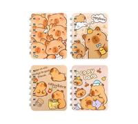 GS Forever 4PCS cute unicorn Capybara Notebook Wirebound Small Mini Pocket Journal Diary for Girls Boys Kids Gift Spiral bound A7 Lined Notebook Writing Drawing Notepad (Capybara)