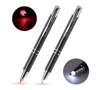 GS Glowseen Lighted tip Penlight,LED Ballpoint Flashlight Writing Pens for Night Writer - 2 PK (Red & White Light)
