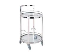 GSACLKES Carts,Blue Glass Panel Wine Cart Stainless Steele 2-Tier Servitrolley with 360° Swivel Wheels 5 Load Capacity Elegant Home & Hotel Use Clear