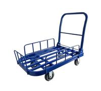 GSACLKES Carts,Foldable Platform Cart with Guardrail Silent Flatbed Trailer Transporter for Stalls Heavyduty Enclosed Wagon/L