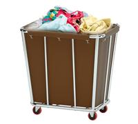 GSACLKES Carts,Heavyduty 400L Laundry Basket with Wheels Stainless Steele & Waterproof Oxb200Kg Capacity for Home & Hotel Useblue Laundry Cart/Brown