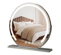 GSACLKES Mirrors,Led Makeup Mirror 360° Rotatiround Vanity Mirror Large Illuminated Dressitable Mirror Bright Light Makeup Mirror for Flawless Beauty Application/Argent/48L * 52W cm