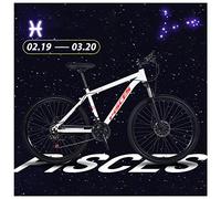 GSACLKES Mountains, 27 Speed Mountain Magnesiumy and High Carbon Steel with Constellations Seat, Frontpension Disc Brake Outdoors for Men Women,Libra/Pisces