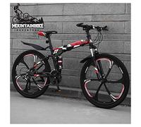 GSACLKES Mountains, Dualpension Mountain Trail 24 inch for Adult Men and Women, Foldable Mountain Bicycle with Disc Brakes, High Carbon Steele & Adjustable Seat,Red Spoke,24 Speed/Red 6 Spoke/21 Sed