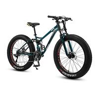GSACLKES Mountains, Fat Tire for Men Women, 24-Inch Wheels, 4-Inch Wide Knobby Tires 7/21/24/27/30 Speed Beach Snow Mountain Bicycle, Dual-Suspension & Dual Disc Brake,White,21 Speed/Green/21 Sed
