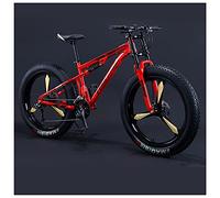 GSACLKES Mountains, Fat Tire Hardtail Mountain for Men and Women, Dual-Suspension Adult Mountain Trails, All Terrain Bicycle with Adjustable Seat & Dual Disc Brake,24 Speed,White 5 Spoke/24 Sed/Red 3