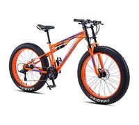 GSACLKES Mountains, Mens Women Fat Tire Mountain, 24-Inch Wheels, 4-Inch Wide Off-Road Tires, 7/21/24/27/30 Speed Fullpension Moutain Bicycle for Adults Teens, Carbon Steel,Red,30 Speed/Yellow/21 Sed